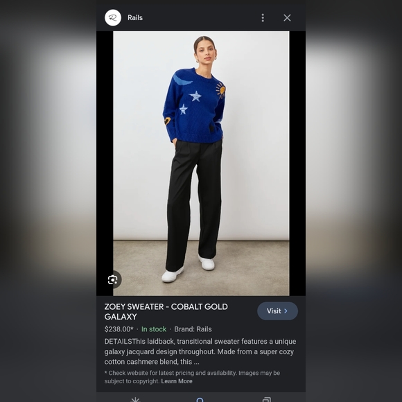 Rails Zoey Sweater NWT! Cashmere cotton blend - Picture 4 of 4